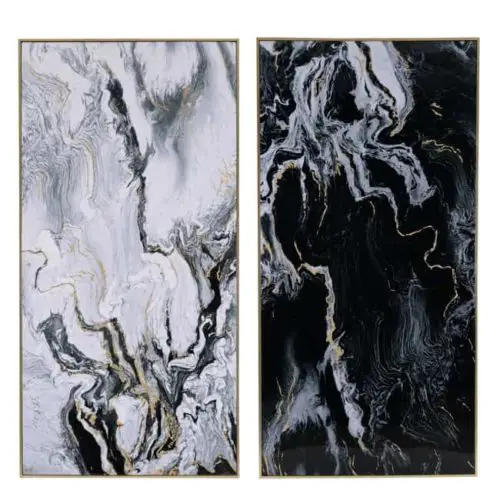 Set of 2 Hand-crafted Marbled Print Artwork