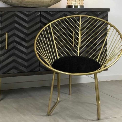 Geometric Brass Finish Metal Chair