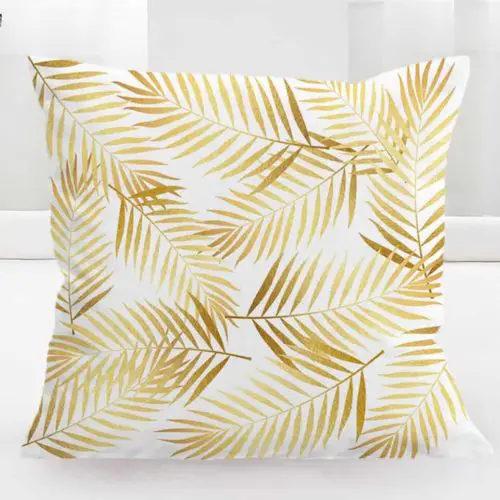 Gold Palm Print Cushion Cover 45x45cm