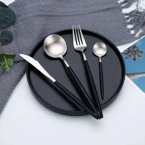 Metallic Cutlery set Silver Black