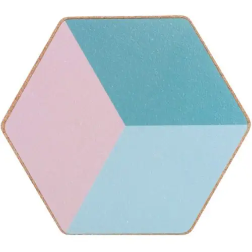 Geometric-Cork-Coaster Pink