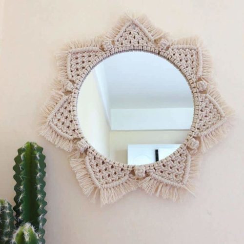 Boho Mirror Macrame Flower Design