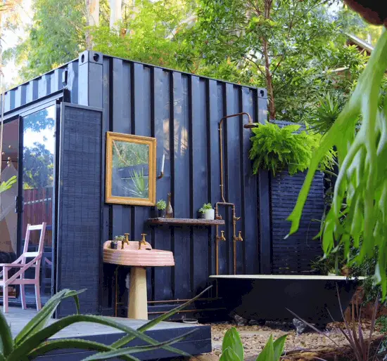 20ft Container home with outdoor bathroom