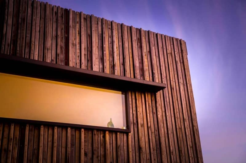 Kaloorup container home exterior cladding from recycled jarrah wood found at nearby demolition properties