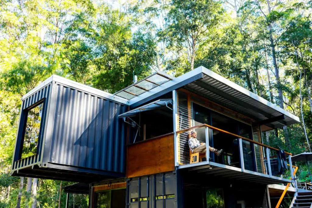 Off-grid Container Home front elevation – Byron Bay NSW Australia