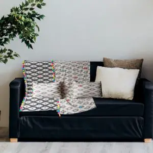 Plumbago colourful pompom sofa