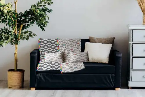 Plumbago colourful pompom sofa