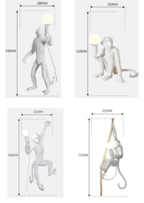 Monkey Lamps dimensions