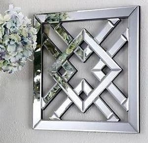 Diamond Mirrored Wall Art hanging on wall