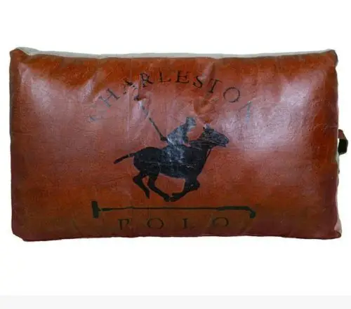 Recycled Leather Large Polo cushion