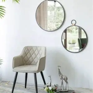 Round Pendant Wall Mirror on wall