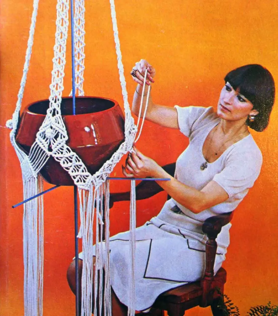 Macrame plant hanger from 1970s