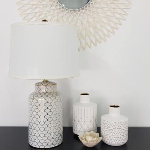 Gold Geo Table Lamp on side table