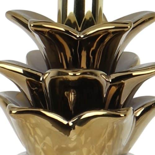 Pineapple White Table Lamp close up of gold top detail