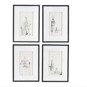 Set of 4 Steeple building prints