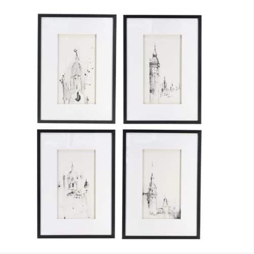 Set of 4 Steeple building prints