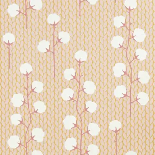 Sweet Cotton wallpaper close up of cotton branch pattern in soft pink