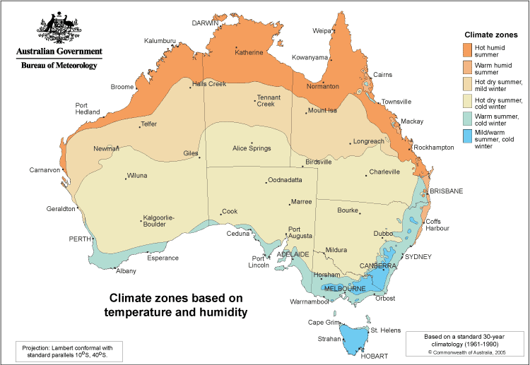 Australia climate zones map