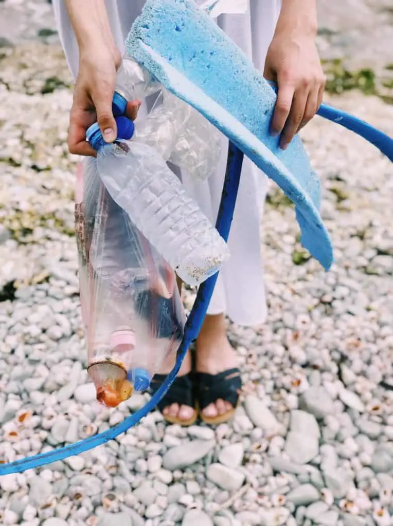 Photo showing plastic waste collected on a beach