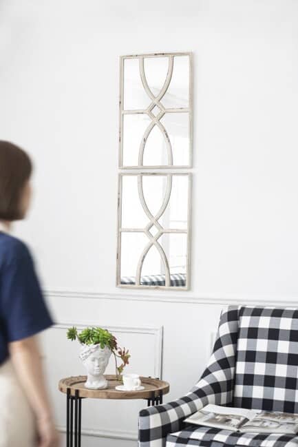 Vintage white Mirror Pair on wall