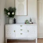 Vintage sideboard makeover. Bone inlay effect using stencils and paint.