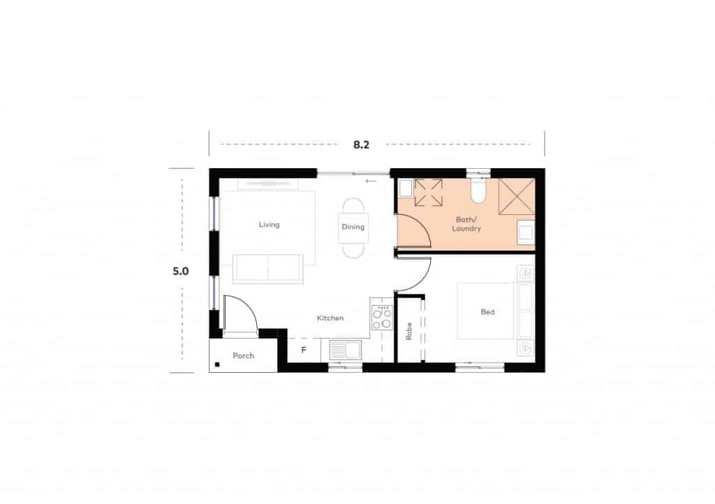 Cubbits Acacia Floorplan 1 Bed granny flat